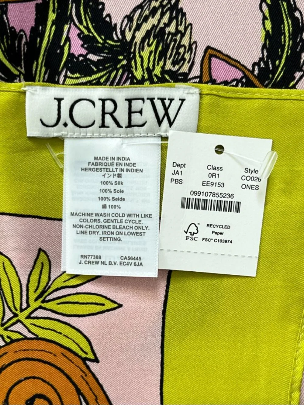 J. Crew Limited Edition Palm Beach Silk Scarf NWT